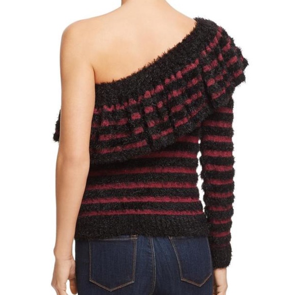 WAYF JOHNIE RUFFLED SHADOW STRIPE ONE SHOULDER - Picture 3 of 3